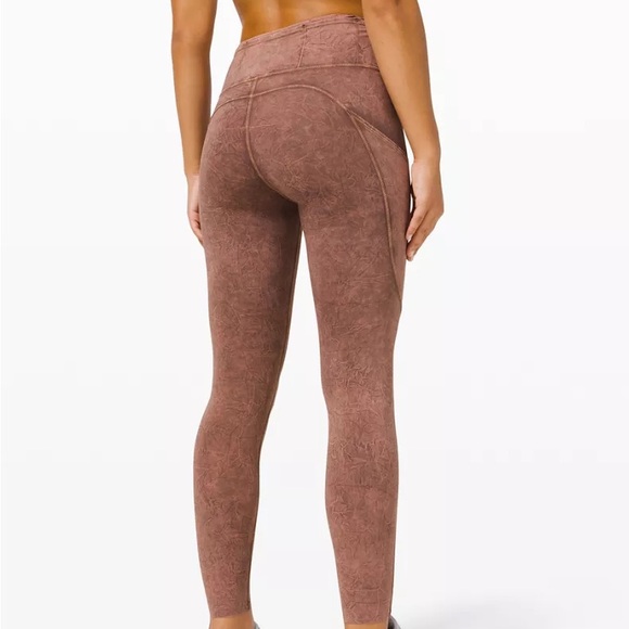 Lululemon Fast Free HR 25” Leggings Nulux Gold Dye Brown Size 8 - Picture 2 of 7